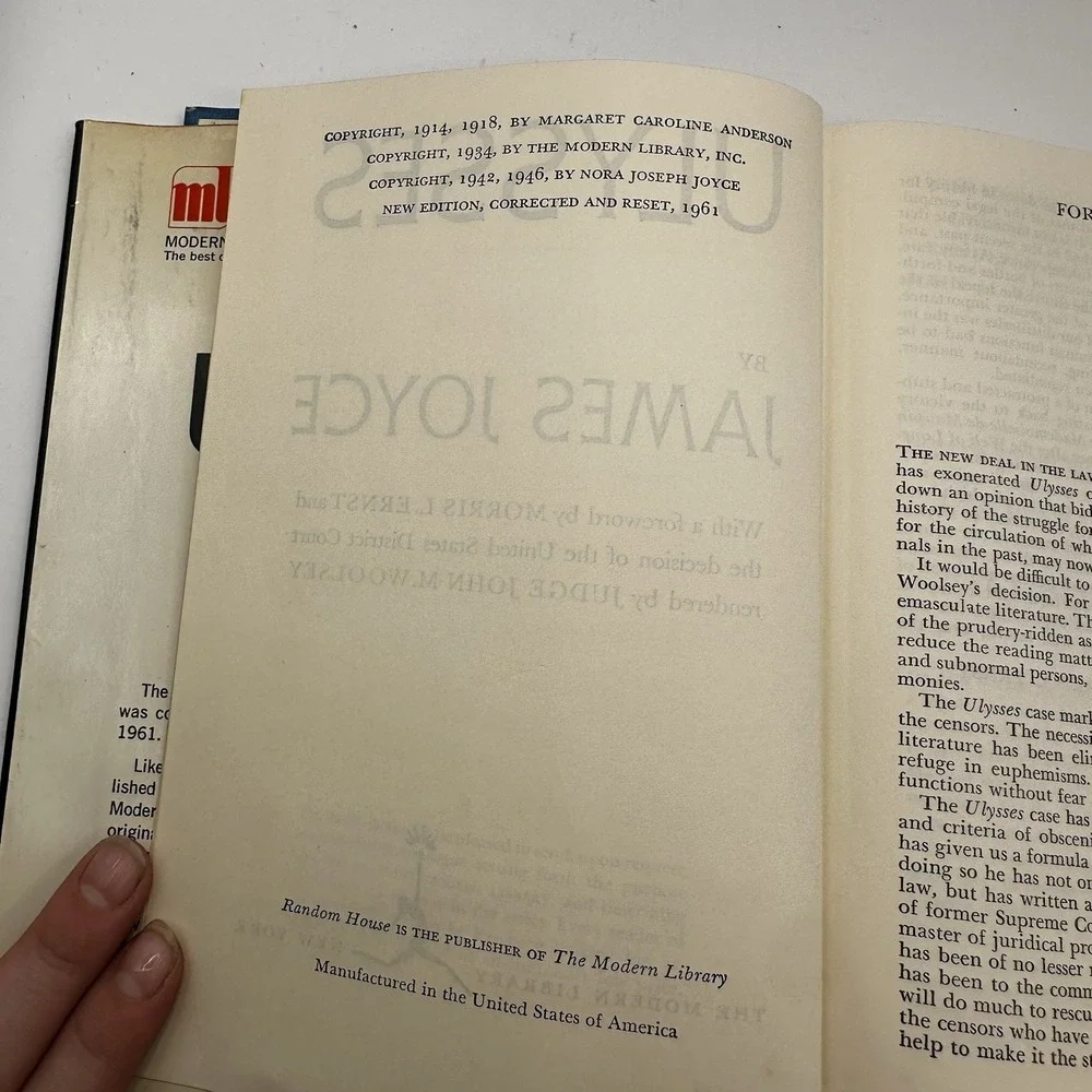 Ulysses James Joyce Vintage Modern Library  HCDJ 1961